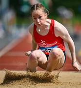 21 June 2025; Nicole Flanagan of Mercy College Sligo, representing Connacht, competes in the girls triple jump during the 123.ie Irish Schools Athletics Association Tailteann Games at SETU Campus in Carlow. Photo by Sam Barnes/Sportsfile