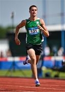 21 June 2025; Matias Qaglia of Kilkenny College, representing Leinster,  on his way to winning the boys 200m during the 123.ie Irish Schools Athletics Association Tailteann Games at SETU Campus in Carlow. Photo by Sam Barnes/Sportsfile