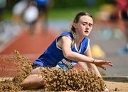 21 June 2025; Sarah Bartley of Scoil Mhuire Carrick on Suir, representing Munster, competes in the girls triple jump during the 123.ie Irish Schools Athletics Association Tailteann Games at SETU Campus in Carlow. Photo by Sam Barnes/Sportsfile