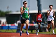 21 June 2025; Matias Qaglia of Kilkenny College, representing Leinster,  on his way to winning the boys 200m during the 123.ie Irish Schools Athletics Association Tailteann Games at SETU Campus in Carlow. Photo by Sam Barnes/Sportsfile