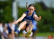 21 June 2025; Sarah Bartley of Scoil Mhuire Carrick on Suir, representing Munster, competes in the girls triple jump during the 123.ie Irish Schools Athletics Association Tailteann Games at SETU Campus in Carlow. Photo by Sam Barnes/Sportsfile