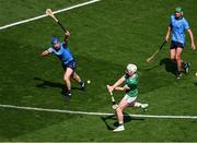 21 June 2025; Cian Lynch of Limerick in action against John Bellew of Dublin during the GAA Hurling All-Ireland Senior Championship quarter-final match between Dublin and Limerick at Croke Park in Dublin. Photo by Daire Brennan/Sportsfile