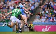 21 June 2025; Cian O'Sullivan of Dublin scores his side's second goal during the GAA Hurling All-Ireland Senior Championship quarter-final match between Dublin and Limerick at Croke Park in Dublin. Photo by Ramsey Cardy/Sportsfile
