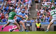 21 June 2025; John Hetherton of Dublin scores his side's first goal during the GAA Hurling All-Ireland Senior Championship quarter-final match between Dublin and Limerick at Croke Park in Dublin. Photo by Ramsey Cardy/Sportsfile