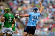 21 June 2025; John Hetherton of Dublin celebrates after scoring his side's first goal during the GAA Hurling All-Ireland Senior Championship quarter-final match between Dublin and Limerick at Croke Park in Dublin. Photo by John Sheridan/Sportsfile