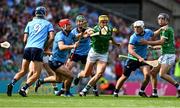 21 June 2025; Cathal O'Neill of Limerick in action against Paddy Smyth of Dublin during the GAA Hurling All-Ireland Senior Championship quarter-final match between Dublin and Limerick at Croke Park in Dublin. Photo by Daire Brennan/Sportsfile