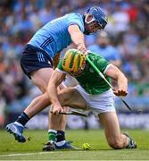 21 June 2025; Dan Morrissey of Limerick in action against John Hetherton of Dublin during the GAA Hurling All-Ireland Senior Championship quarter-final match between Dublin and Limerick at Croke Park in Dublin. Photo by Ramsey Cardy/Sportsfile