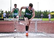 21 June 2025; Patrick Duffy of Colaiste Cholm Tullamore, representing Leinster, on his way to winning the boys 1500m steeplechase  during the 123.ie Irish Schools Athletics Association Tailteann Games at SETU Campus in Carlow. Photo by Sam Barnes/Sportsfile