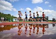 21 June 2025; A general view of the field during the boys 1500m steeplechase during the 123.ie Irish Schools Athletics Association Tailteann Games at SETU Campus in Carlow. Photo by Sam Barnes/Sportsfile