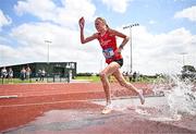 21 June 2025; Lucie Cawley of Mercy College Sligo, representing Connacht,  on her way to winning the girls 1500m steeplechase during the 123.ie Irish Schools Athletics Association Tailteann Games at SETU Campus in Carlow. Photo by Sam Barnes/Sportsfile