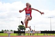 21 June 2025; Lucie Cawley of Mercy College Sligo, representing Connacht, on her way to winning the girls 1500m steeplechase during the 123.ie Irish Schools Athletics Association Tailteann Games at SETU Campus in Carlow. Photo by Sam Barnes/Sportsfile