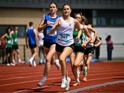 21 June 2025; Clara Casey of Lumen Christi College, representing Ulster, centre, on her way to winning the girls 800m during the 123.ie Irish Schools Athletics Association Tailteann Games at SETU Campus in Carlow. Photo by Sam Barnes/Sportsfile