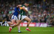 21 June 2025; Joe O'Connor of Kerry holds off the challenge of Ciarán Brady of Cavan during the GAA Football All-Ireland Senior Championship preliminary quarter-final match between Kerry and Cavan at Fitzgerald Stadium in Killarney, Kerry. Photo by Brendan Moran/Sportsfile