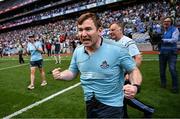 21 June 2025; Dublin manager Niall Ó Ceallacháin celebrates after the GAA Hurling All-Ireland Senior Championship quarter-final match between Dublin and Limerick at Croke Park in Dublin. Photo by Ramsey Cardy/Sportsfile