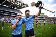 21 June 2025; Andy Dunphy, left, and Ronan Hayes of Dublin celebrate after the GAA Hurling All-Ireland Senior Championship quarter-final match between Dublin and Limerick at Croke Park in Dublin. Photo by Ramsey Cardy/Sportsfile