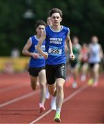 21 June 2025; Isaac Vickers of St Brendan's Killarney, representing Munster, on his way  to winning the boys 800m during the 123.ie Irish Schools Athletics Association Tailteann Games at SETU Campus in Carlow. Photo by Sam Barnes/Sportsfile