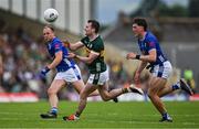21 June 2025; Tom O'Sullivan of Kerry in action against Evan Crowe of Cavan during the GAA Football All-Ireland Senior Championship preliminary quarter-final match between Kerry and Cavan at Fitzgerald Stadium in Killarney, Kerry. Photo by Brendan Moran/Sportsfile