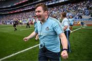 21 June 2025; Dublin manager Niall Ó Ceallacháin celebrates after the GAA Hurling All-Ireland Senior Championship quarter-final match between Dublin and Limerick at Croke Park in Dublin. Photo by Ramsey Cardy/Sportsfile