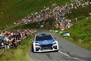 21 June 2025; Callum Devine and Noel O'Sullivan compete in their Skoda Fabia RS during day two of the Wilton Recycling Donegal International Rally at Letterkenny in Donegal. Photo by Philip Fitzpatrick/Sportsfile