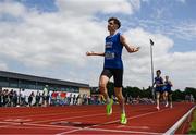 21 June 2025; Isaac Vickers of St Brendan's Killarney, representing Munster, celebrates winning the boys 800m  during the 123.ie Irish Schools Athletics Association Tailteann Games at SETU Campus in Carlow. Photo by Sam Barnes/Sportsfile