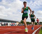 21 June 2025; Evan Walshe of Kilkenny CBS, representing Leinster, on his way to winning the boys 3000m walk during the 123.ie Irish Schools Athletics Association Tailteann Games at SETU Campus in Carlow. Photo by Sam Barnes/Sportsfile