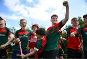 21 June 2025; Ballinora supporters react during the John West Féile na nGael Camogie and Hurling National Finals at Halo Tiles Wexford GAA Centre of Excellence in Ferns, Wexford. Photo by Shauna Clinton/Sportsfile