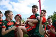 21 June 2025; Ballinora supporters react during the John West Féile na nGael Camogie and Hurling National Finals at Halo Tiles Wexford GAA Centre of Excellence in Ferns, Wexford. Photo by Shauna Clinton/Sportsfile