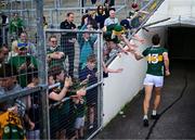 21 June 2025; David Clifford of Kerry high fives supporters as he leaves the pitch after the GAA Football All-Ireland Senior Championship preliminary quarter-final match between Kerry and Cavan at Fitzgerald Stadium in Killarney, Kerry. Photo by Brendan Moran/Sportsfile