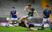 21 June 2025; Gavin White of Kerry has a shot saved by Cavan goalkeeper Liam Brady during the GAA Football All-Ireland Senior Championship preliminary quarter-final match between Kerry and Cavan at Fitzgerald Stadium in Killarney, Kerry. Photo by Brendan Moran/Sportsfile
