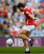 21 June 2025; Chris Óg Jones of Cork shoots to score his side's first goal during the GAA Football All-Ireland Senior Championship preliminary quarter-final match between Dublin and Cork at Croke Park in Dublin. Photo by John Sheridan/Sportsfile