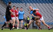 21 June 2025; Colm O'Callaghan of Cork and Peadar Ó Cofaigh Byrne of Dublin during the GAA Football All-Ireland Senior Championship preliminary quarter-final match between Dublin and Cork at Croke Park in Dublin. Photo by Ramsey Cardy/Sportsfile