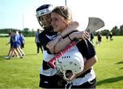 21 June 2025; Turloughmore players Ella Rose Leen, right, and Blaithin O'Flaherty celebrate after their side's victory in the Camogie Division 1 Final match between Turloughmore and Kilmaley during the John West Féile na nGael Camogie and Hurling National Finals at Halo Tiles Wexford GAA Centre of Excellence in Ferns, Wexford. Photo by Shauna Clinton/Sportsfile