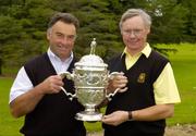 17 September 2004; Mervyn Eager, left, and Frank Shortt, team captain, Lucan Golf Club, with the Bulmers Junior Cup. Shannon Golf Club, Shannon, Co. Clare. Picture credit; Ray McManus / SPORTSFILE