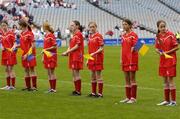 19 September 2004; The Cork team who formed a guard of honour before the game. Foras na Gaeilge Senior Camogie Championship All-Ireland Final, Tipperary v Cork, Croke Park, Dublin. Picture credit; Ray McManus / SPORTSFILE
