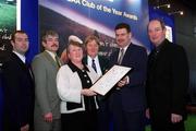 4 February 2002; Pictured at the AIB GAA Club of the Year Awards 2001 in Croke Park are Glen McCormack, AIB, Sean Farrelly, Rosena Jordan, Thomas McCabe of Kingscourt Stars, Brendan Neligan, AIB, and Robie O'Connell, Chairperson of Kinsgscourt Stars, the Cavan Club of the Year 2001. Picture credit; Ray McManus / SPORTSFILE