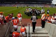7 August 2004; Armagh captain Kieran McGeeney (6) leads his side out before the game. Bank of Ireland All-Ireland Senior Football Championship Quarter Final, Armagh v Fermanagh, Croke Park, Dublin. Picture credit; Brendan Moran / SPORTSFILE