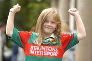 25 September 2004; Eight year old Clara Tierney from Westport, Co. Mayo, pictured outside the Mayo team hotel, CityWest Hotel, Saggart, Co. Dublin. Picture credit; Damien Eagers / SPORTSFILE