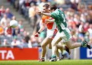 7 August 2004; Diarmuid Marsden, Armagh, in action against Niall Bogue, Fermanagh. Bank of Ireland All-Ireland Senior Football Championship Quarter Final, Armagh v Fermanagh, Croke Park, Dublin. Picture credit; Brendan Moran / SPORTSFILE