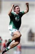 7 August 2004; Colm Bradley, Fermanagh, celebrates at the final whistle after victory over Armagh. Bank of Ireland All-Ireland Senior Football Championship Quarter Final, Armagh v Fermanagh, Croke Park, Dublin. Picture credit; Brendan Moran / SPORTSFILE