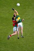26 September 2004; William Kirby, Kerry, in action against Fergal Kelly, Mayo. Bank of Ireland All-Ireland Senior Football Championship Final, Kerry v Mayo, Croke Park, Dublin. Picture credit; Pat Murphy / SPORTSFILE *** Local Caption *** Any photograph taken by SPORTSFILE during, or in connection with, the 2004 Bank of Ireland All-Ireland Senior Football Final which displays GAA logos or contains an image or part of an image of any GAA intellectual property, or, which contains images of a GAA player/players in their playing uniforms, may only be used for editorial and non-advertising purposes.  Use of photographs for advertising, as posters or for purchase separately is strictly prohibited unless prior written approval has been obtained from the Gaelic Athletic Association.