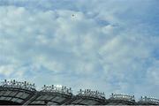 28 September 2013; A light aircraft carrying a banner supporting the Clare team flies over Croke Park before the game. GAA Hurling All-Ireland Senior Championship Final Replay, Cork v Clare, Croke Park, Dublin. Picture credit: Brendan Moran / SPORTSFILE