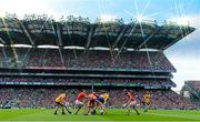 28 September 2013; Cork and Clare players attempt to gain possession of the sliotar during the game. GAA Hurling All-Ireland Senior Championship Final Replay, Cork v Clare, Croke Park, Dublin. Picture credit: Brendan Moran / SPORTSFILE