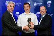 12 October 2013; The 2013 Bord Gáis Energy Player of the Year is Clare full back and Tulla clubman David McInerney. McInerney was a constant presence at both Under 21 and Senior level in 2013 and performed brilliantly for both. Pictured with David is David Kirwan, right, Managing Director Bord Gáis Energy and the Team of the Year Judging Panel and Ger Cunningham, Bord Gáis Energy Ambassador and Team of the Year Judge. Bord Gáis Energy All-Ireland GAA Hurling Under 21 Team of the Year Awards, Croke Park, Dublin. Photo by Sportsfile