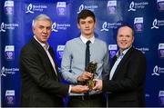 12 October 2013; The 2013 Bord Gáis Energy ‘A’ Player of the Year is Kildare wing forward and Celbridge clubman Niall Kenny. Kenny was a star performer in Kildare’s retention of their Leinster title and while they narrowly lost out to Kerry in the All-Ireland Final, Kenny was a key player once again. Pictured with Niall is David Kirwan, right, Managing Director Bord Gáis Energy and the Team of the Year Judging Panel and Ger Cunningham, Bord Gáis Energy Ambassador and Team of the Year Judg. Bord Gáis Energy All-Ireland GAA Hurling Under 21 Team of the Year Awards, Croke Park, Dublin. Photo by Sportsfile