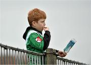 13 October 2013; Denis Dowling, aged ten, from Newbridge, Co. Kildare, cheers on Sarsfields during the game. Kildare County Senior Club Football Championship Final, Sarsfields v Moorefield, St Conleth's Park, Newbridge, Co. Kildare. Picture credit: Barry Cregg / SPORTSFILE