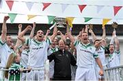 13 October 2013; Moorefield captain Ross Glavin, right, and Kevin Murnaghan lift the cup. Kildare County Senior Club Football Championship Final, Sarsfields v Moorefield, St Conleth's Park, Newbridge, Co. Kildare. Picture credit: Barry Cregg / SPORTSFILE