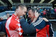 13 October 2013; Passage manager Peter Queally and Eoin Kelly celebrate after the final whistle following during the Waterford County Senior Club Hurling Championship Final match between Ballygunner and Passage at Walsh Park in Waterford. Photo by Matt Browne/Sportsfile