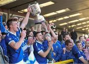 13 October 2013; John Heslin, St Lomans, lifts the cup. Westmeath County Senior Club Football Championship Final, St Lomans v Tyrrellspass, Cusack Park, Mullingar, Co Westmeath. Picture credit: Ramsey Cardy / SPORTSFILE