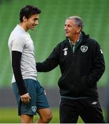 14 October 2013; Republic of Ireland interim manager Noel King and Stephen Kelly during squad training ahead of their 2014 FIFA World Cup Qualifier, Group C, game against Kazakhstan on Tuesday. Republic of Ireland Squad Training, Aviva Stadium, Lansdowne Road, Dublin. Picture credit: David Maher / SPORTSFILE