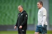 14 October 2013; Republic of Ireland interim manager Noel King and Richard Dunne during squad training ahead of their 2014 FIFA World Cup Qualifier, Group C, game against Kazakhstan on Tuesday. Republic of Ireland Squad Training, Aviva Stadium, Lansdowne Road, Dublin. Picture credit: David Maher / SPORTSFILE